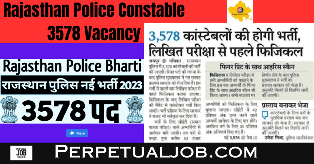 Rajasthan Police Constable Vacancy