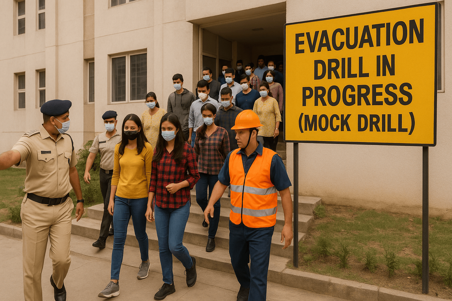 Indian civil defence mock drill participants May 2025
